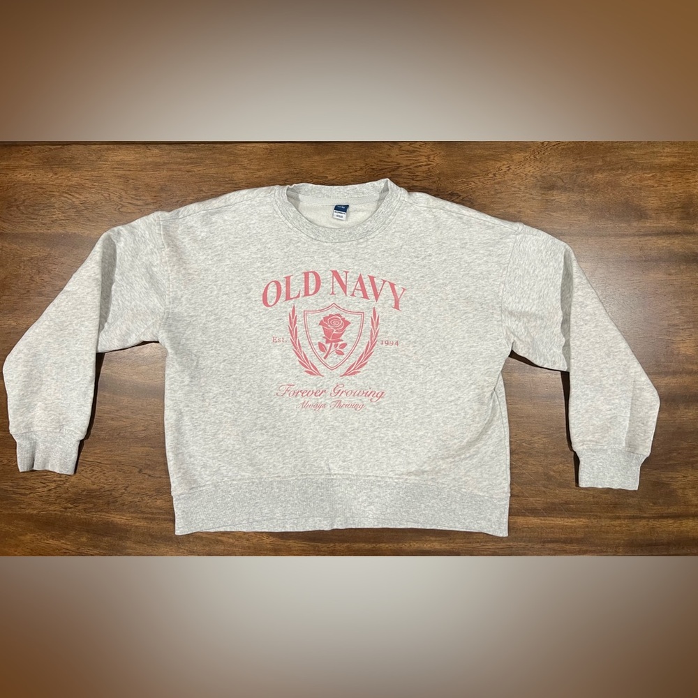 🎈$5 DEAL: Old Navy Heather Gray Sweatshirt with Pink Graphic